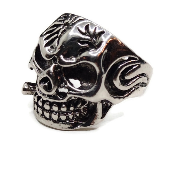 SKULL MEN’S BITE THE BULLET RING Free Shipping - Picture 4 of 15